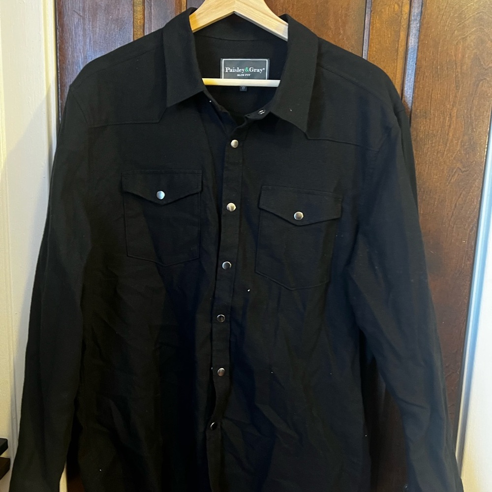 Paisley & Gray Black Slim Fit Shirt